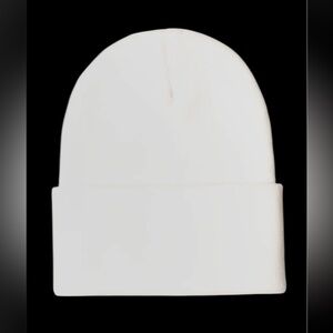 NEW Long Cuff Knitted Beanie - White